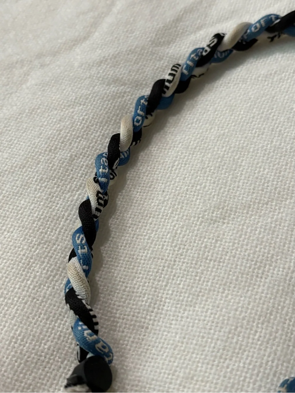 Braided Blue, White & Black Fabric Necklace